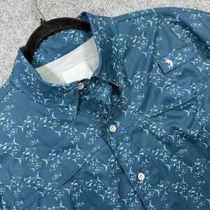 Reel Legends Freeline Shirt Mens Medium Blue Fish Print Fishing Vented UPF